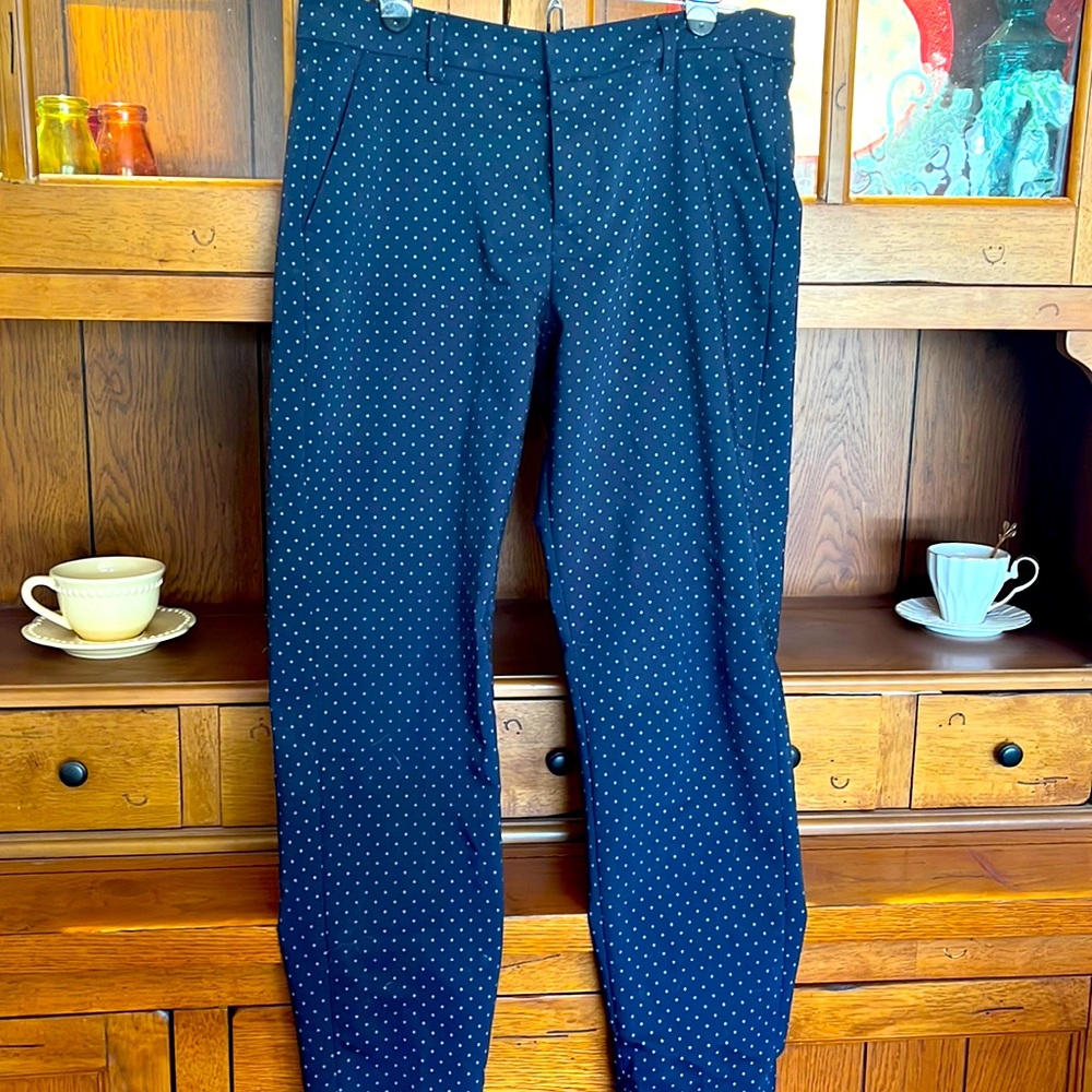 Navy, diamond pattern pants,